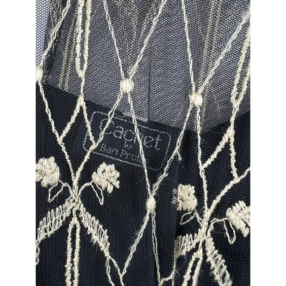 Vintage Cachet by Bari Protas Women Long Sleeve Dress Size 11/12 Lace Mesh Sheer - Picture 9 of 12
